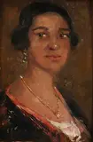 Simon Maris, Negroïde dame met sieraden, Olieverf op paneel