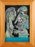 Gesigneerd Lucebert, Twee naakte figuren, Olieverf op karton