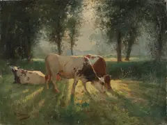 Koeien by Bernhard Bleeker, Olieverf op linnen, sold Apr 2020