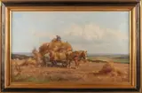 Jan Holtrop, Graan oogsten., Olieverf op linnen