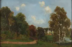 Berend Jan Brouwer, Gezicht op kasteel, Olieverf op linnen