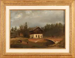 Gerrit Pieter Verschuur, Landschap, Olieverf op paneel