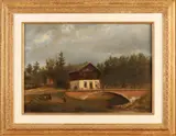Gerrit Pieter Verschuur, Landschap, Olieverf op paneel