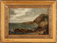 C. Baly & J. Cobaly?, Baai met schepen, Olieverf op linnen