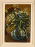 Onduidelijk monogram, Vaas met bloemen, Olieverf op paneel