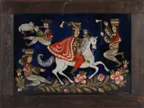 Huzaren by Russisch achter-glas-schilderij in eikenhouten lijst, sold Apr 2020