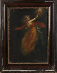Francesco Berlingieri, Dame met bloemen, Olieverf op papier op paneel