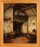 H.J. Nijland, Brabantse boeren keuken, Olieverf op linnen