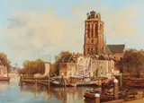 V. Avivarei, Gezicht op Dordrecht, Veronica Avirvarei 21e haven gezicht op Dordrecht olieverf op paneel, 50x70 cm in goede staat