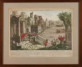 17e - 18e Eeuwse handingekleurde gravure, Die Zweite Ägyptische plage, 17e - 18e Eeuwse handingekleurde gravure