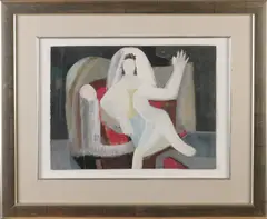 Otto Schmidt Gross, Zwaaiende bruid, Gouache op papier