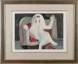 Otto Schmidt Gross, Zwaaiende bruid, Gouache op papier