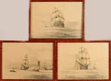 Drie maal M. de Jongere, Schepen voorstelling, Lithografie op papier
