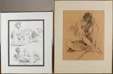 H. Euverman, 2x Naakt compositie, Tekeningen op papier