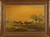 Jaap van Kregten, Landschap met koeien, Olieverf op linnen
