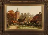 Henk Bijlaert, Boeren dorpsgezicht, Olieverf op linnen