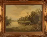Oskar Buker, Duits landschap, Olieverf op linnen