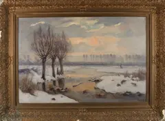 Piet de Regt, Hollands wintergezicht, Olieverf op linnen