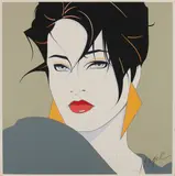 Patrick Nagel, Damesbuste, Lithografie op papier