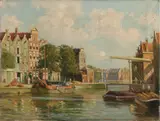 P.J.A. Wagemans, Amsterdams' grachtengezicht, Olieverf op linnen