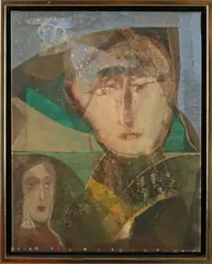 Russische School, Vrouwengezichten, 2002, Acryl op linnen