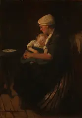 Gesigneerd Artz, Moeder met slapend kind, 1871, Olieverf op linnen