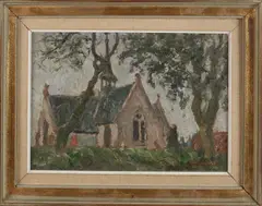A. van Steenacker, Kerk, Olieverf op linnen