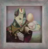 Johannes Garst, Surrealistisch figuur, Olieverf op paneel
