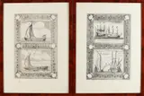 18e -19e eeuw by Twee antieke gravures met Hollandse schepen, Twee antieke gravures met Hollandse schepen, sold Jan 2020