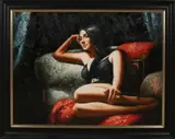 M. Vernet, Dame op sofa, Olieverf op linnen