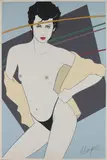 Patrick Nagel, Halfnaakte dame, Lithografie op papier