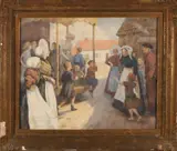 W.E. Fitch, Hollandse kermis met carousel, 1910, Aquarel op papier