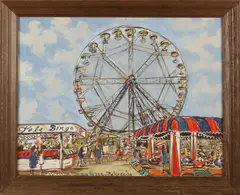 Wim Meijer, Kermis, 1980, Olieverf op paneel