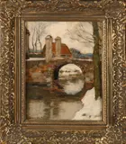 Louis Willem van Soest, Steenbruggetje in de winter, Olieverf op paneel