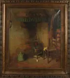 A.J. Slijkhuis, Boeren interieur, Olieverf op linnen