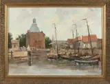 F. R. Dozeman, Haven van Enkhuizen, Olieverf op linnen