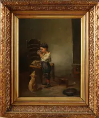 Onduidelijk gesigneerd, Jongen drinkt uit glas, Jongen drinkt uit glas