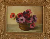 Wilhelmus Raaphorst, Pot met bloemen, Olieverf op paneel