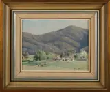James Holmyard, Australisch landschap met boerderij, Olieverf op paneel