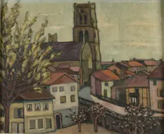 Verso Eyck, Stadsgezicht, Olieverf op paneel