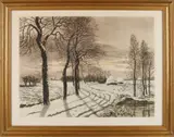 Frank Roth, Winterlandschap, Ingekleurde ets