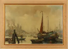 Havengezicht Rotterdam by P.H. van Asperen, Olieverf op linnen, sold Jan 2020