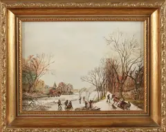 D. Kruis, Hollands wintergezicht, Olieverf op linnen