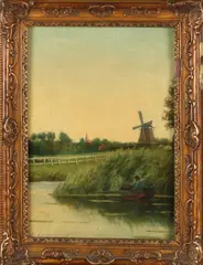 Jan van Everdingen, Hollands landschap met windmolen, Olieverf op paneel