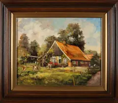 Boererij op Bommelas by T. Ankone, Olieverf op linnen, sold Jan 2020