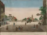 18e Eeuwse handingekleurde gravure, Haarlemmer poort, 18e Eeuwse handingekleurde gravure