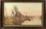 J.C. van der Heyden, Poldergezicht met koeien, Olieverf op linnen