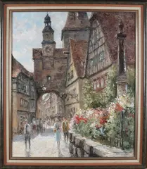 Christian Stemmeler, Duits stadsgezicht, Oieverf op linnen