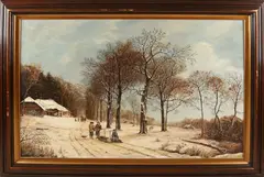 G. Driessen, Hollands wintergezicht, Olieverf op linnen