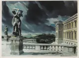 Sylvia Willink, Romeins gebouw in landschap, Lithografie op papier